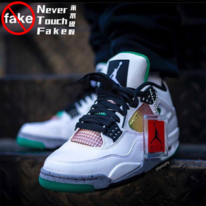 air jordan 4 aj4 乔4 牙买加白红绿灰泼墨 女子篮球鞋aq9129-100