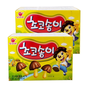 orion 好丽友 蘑古力 2盒 蘑菇头饼干巧克力味 50g/盒 韩国进口