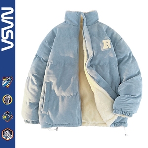 NASA冬季珊瑚绒棉服外套男女加厚保暖双面穿羊羔绒棉衣灯芯绒棉袄