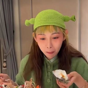 痞幼同款绿巨人针织帽牛角抖音皮呦女搞怪套头帽子大哥远同款帽子
