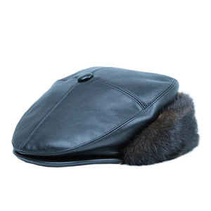 盛锡福帽子2020冬季男士羊皮前进帽男羊皮鸭舌帽男休闲帽