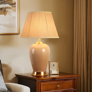 高档美式客厅纯铜台灯简约卧室床头柜欧式灯中式复古陶瓷温馨灯具