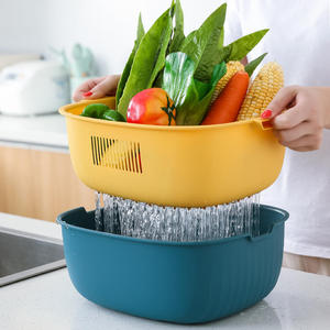 厨房双层塑料滴水篮洗菜盆洗水果篮多用淘米器洗菜篮沥水篮滤水筛