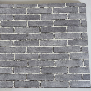 白缝青灰色砖纹壁纸服装店饭店餐厅中式仿砖块砖头墙纸奶茶店复古