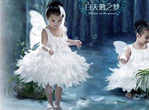 六一儿童合唱演出服小天使表演服女花童服装羽毛翅膀蓬蓬纱公主裙