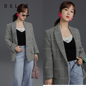 daltt明星杨紫同款千鸟格小西装外套女装2020新款秋冬韩版气质