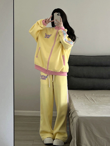 多巴胺可爱少女休闲运动服套装女秋季学生韩版卫衣OOTD减龄两件套