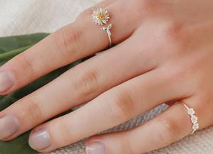 甜心韩国正品ENGBROX小众设计师品牌小雏菊花朵甜美可爱开口戒指