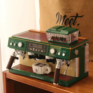 哲高MINI砖系列双位复古咖啡机仿真积木模型男女孩拼装益智玩具