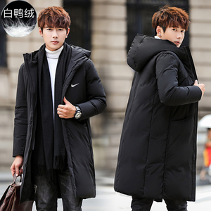 传奇威少中长款羽绒服男冬季2021加厚保暖白鸭绒连帽外套时尚潮牌