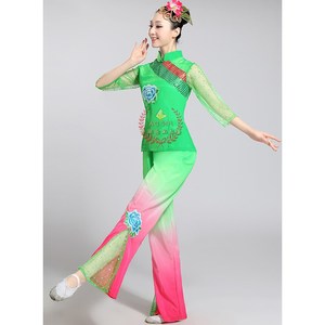 民族2018冬季广场秧歌表演女装现代舞蹈演出服新款扇子舞服装表演