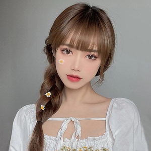 假发女长发麻花辫子双马尾网红空气刘海甜美可爱长直发自然全头套