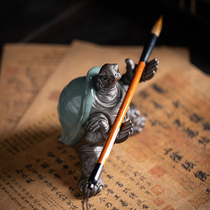 长寿乌龟摆件陶瓷哥窑养壶笔架笔托创意茶道桌面装饰摆设茶宠茶玩