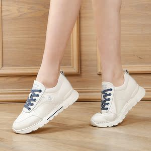 春季软皮女鞋内增高单鞋休闲运动平底防滑软底软面平跟鞋牛皮透气