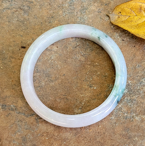 货头推荐 满色桃花春色 粉紫色蓝花 正桩翡翠手镯58-59证书007