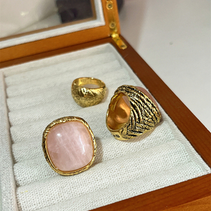 法国小众设计Au*elieBide*mann粉色水晶宝石戒指中古vintage指环