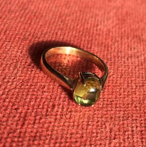 vintage西洋古董珠宝首饰收藏欧洲9k375黄金戒指碧玺女戒回流精品