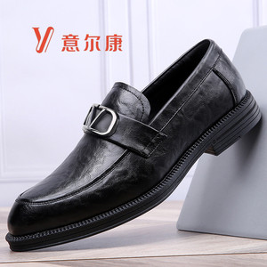 意尔康真皮正品男鞋商务正装男士休闲牛皮鞋一脚蹬透气软底皮鞋男