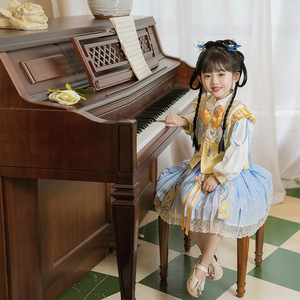 汉服儿童秋改良国风甜美公主jk制服女童学院风女宝洋气百褶裙