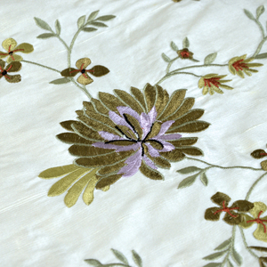 紫菊香 宽幅重磅真丝双宫重工彩绣刺绣桑蚕丝汉服装布面料特价