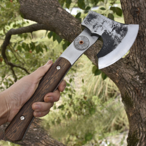 龙泉市手工锻打一体砍骨菜刀维京手斧木工斧砍猪脚采伐斧刀具户外