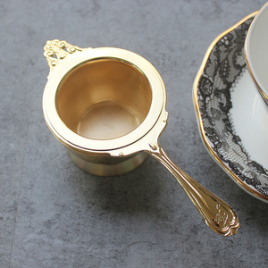 日本进口不锈钢镀金色茶滤网过滤器茶隔salus创意英式下午茶茶漏
