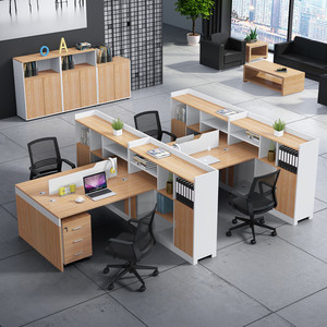 屏风职员办公桌简约现代4/6双人员工位桌椅组合财务室家具工作位