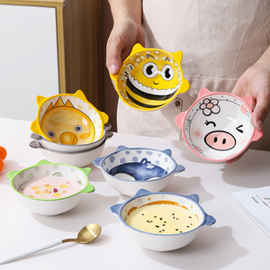 釉下彩卡通陶瓷家用大葱蘸酱调料碟火锅蘸料调味碟儿童甜品辅食碗