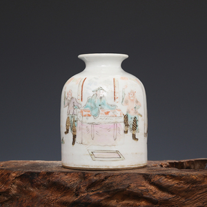 同治年制 浅绛彩 人物水盂 古董瓷器古玩古瓷器 老物件旧货收藏