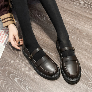 黑色英伦风小皮鞋女2022春秋款日系制服jk鞋子平底大码女鞋41一43