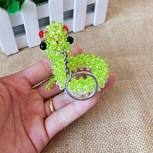 手工diy小蛇材料包 散珠串珠饰品粉色黄色十二生肖蛇钥匙扣仿水晶
