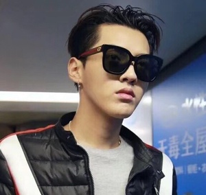 新款gucci/古奇偏光太阳眼镜男女士吴亦凡明星同款gg0034大框墨镜