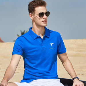 特斯拉车标polo衫男女工装t恤4s店工作服 定制车友会翻领短袖夏