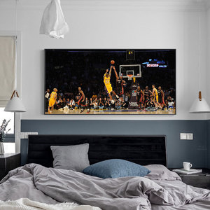 詹姆斯挂画科比库里乔丹最后一投装饰画男生卧室床头nba球星壁画