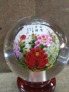 内画水晶球牡丹