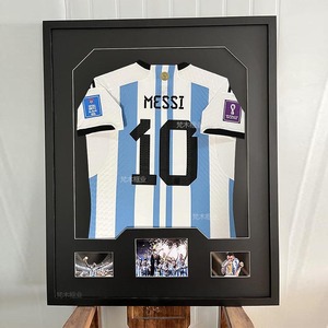 定制实木高端球衣展示相框装裱C罗梅西签名足球篮球衣服收藏挂墙