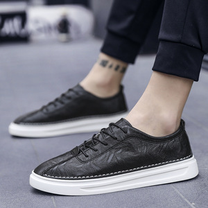 公牛彪虎男鞋夏季潮鞋板鞋韩版鞋子百搭潮流休闲鞋黑色英伦皮鞋男