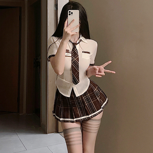 性感辣妹学院风日系衬衣半身裙jk制服纯欲领带衬衫女百褶短裙套装