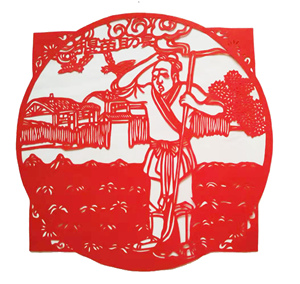 红色故事剪纸画