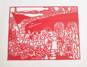 红色故事人物剪纸纯手工镂空刻纸学生剪画贴纸贴画双面红宣纸延安