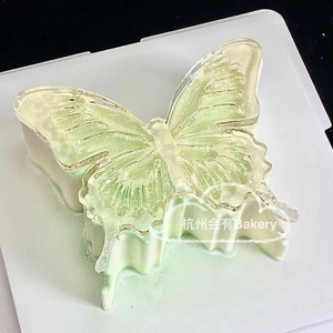 网红冰糖蝴蝶翅膀慕斯烘焙蛋糕装饰配件翻糖硅胶模具生日6寸磨具