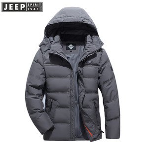 jeep吉普正品中老年男士加厚羽绒服爸爸冬装外套短款中年父亲大码