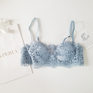 现货 意大利 la perla 经典款 petit macrame 冰蓝色文胸抹胸内衣