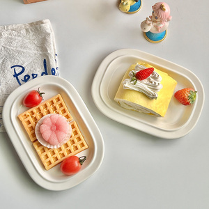 “韩国博主同款甜品盘”ins风陶瓷白色碟子小吃蛋糕水果盘日料盘