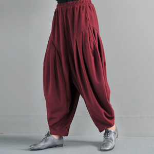 易见_旧识 文艺宽松大档灯笼裤松紧腰阔腿休闲女长裤厚秋冬装新品