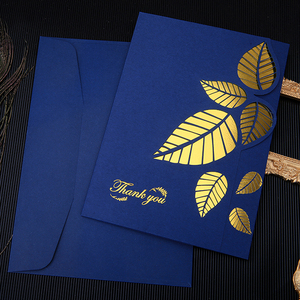 蓝色三折商务贺卡 请柬 感谢卡商务贺卡定制创意答谢员工节日祝福卡片