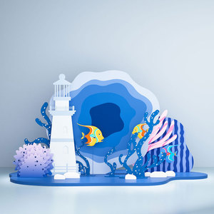 夏季美陈dp点商场橱窗道具陈列摆件地产4s店酒店海洋主题氛围布置