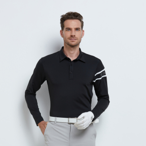 高尔夫男装长袖t恤秋冬新款翻领弹力速干透气上衣golf休闲运动服