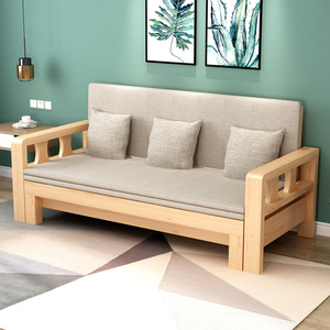 伸缩实木沙发床两用小户型多功能中式床可折叠单双人经济型家用床