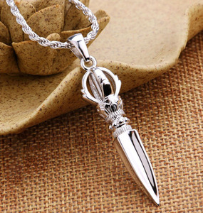 s925纯银金刚杵剑吊坠潮男霸气个性挂件降魔杵情侣首饰银项链单坠